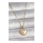 Ayder Timya P191794S6417 316L Çelik Gold Renk Zincir 3D İnci Kalp Model Kadın Kolye (Timya/1395) 191794