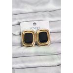 Ayder Timya P206562S3214 Siyah Mineli Kare Gold Renk Vintage Kadın Küpe (Timya/1395) 206562