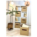 aydev home collection 3'lü Kapaksız Jüt Dolap İçi Çamaşır Oyuncak Düzenleyici Katlanır Saklama Kutusu Organizer 30x30x30