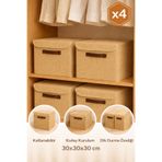 aydev home collection 4'lü Doğal Jüt Kapaklı Dolap Içi Çamaşır Oyuncak Düzenleyici Katlanır Saklama Kutusu 30x30x30 cm