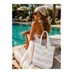 aydev home collection Triko Plaj Çantası Örgü Omuz Askılı Astarlı Shopper Gündelik El ve omuz Plaj Çantası