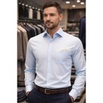 AYDIN ÖZDEMİR ARMÜRLÜ BUZ MAVİSİ SLİMFİT ERKEK GÖMLEK