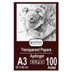 Aydınger Kağıdı A3 90-95 Gr Eskiz Kağıdı 100 Adet Artmaster Aydınger Kağıt 29,7X42 Cm Buzlu Mumlu Kağıt Çizim Kağıdı