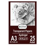 Aydınger Kağıdı A3 90-95 Gr Eskiz Kağıdı 25 Adet Artmaster Aydınger Kağıt 29,7X42 Cm Buzlu Mumlu Kağıt Çizim Kağıdı