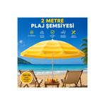 AYDINLAR STORE 2.00 Metre Sarı Gökkuşağı Gabardin Kumaş Plaj Şemsiyesi – Premium Kalite – 10 Telli - Bahçe Balkon Deniz Şemsiyesi