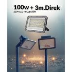 Aydınlatma Direği 100W Led Projektör 220V + 3M. Montaja Hazır Sokak Aydınlatma Lamba Direği
