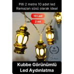 #Aydınlatma Kubbe Temalı Şık Dekoratif Led Lamba Süsleme Pilli 2 Metre 10 Kandil Motifli Manevi