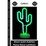 #Aydınlatma Modern Dekoratif Yeşil Led Pilli Usb Ofis Ev Şık Neon Işıklı Kaktüs Masa Gece Lambası
