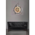 AYDİZAYN Modern İslami Allah Lafzı Duvar Saati - Arapça Rakamlar ALTIN/GÜMÜŞ 40 x 60