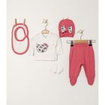 Aydodo Kız Bebek 5li Zıbın Set Pembe Bebe Takım - 0 - 1 Ay - Gül Kurusu