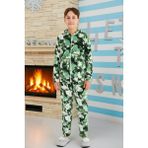 Aydoğan Erkek Genç Çocuk Kadife Kamuflaj Desen Pijama Takımı 240522 Yeşil - 10 Yaş