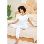Aydoğan Kadın Beyaz%95 Lyocell%5 Elasthan Dantel Detaylı Pijama Takımı XL Beyaz