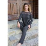 Aydoğan Kadın Pijama Takımı Uzun Kollu Yakası Dantelli Viskon