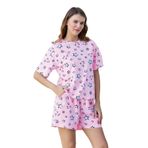 Aydoğan Kadın Yıldız Desenli%100 Pamuk Pembe Şort Pijama Takımı XL Pembe