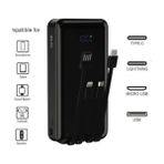 Aydoğan Ticaret44 Bpb6 20.000MAH Powerbank Siyah 4 Cihaz Aynı Anda Şarj Dahili 3in1 Kablo