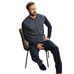 Aydoğan Uzun Kol Jakarlı Pijama Takımı (Lacivert, 2XL)