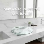 Aydogan's Yuvarlak Şeffaf Dijital Cam Baskül Tartı – 180 kg Taşıma Kapasitesi, Hassas Ölçüm, Şık T - Renkli
