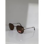 Ayel Glasses Beşgen Güneş Gözlüğü Kahverengi UV400 Metal Çerçeve Unisex - Kahverengi - Siyah