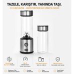 Ayers Taşınabilir Mini Blender, 126 W Yüksek Devirli Motorlu Kişisel Blender, Smoothie ve Buz Kırma Modlu, Çift Hazneli 450 ml + 350 ml Cam Gövdeli, Paslanmaz Çelik 6 Bıçaklı, Bpa Içermeyen - Beyaz