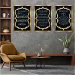 Ayetel Kürsi, Nazar Ayeti, Bereket Duası Dini 3'lü Mdf Tablo Set - 40 x 60 - Renkli