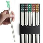 AYFDISHS 5 Çift Yeniden Kullanılabilir Fiberglas Yemek Çubukları, Renkli Doğrama Çubukları, Yemek Çubukları Bulaşık Makinesinde Yıkanabilir Japon Kore Yemek Çubukları, Kaymaz, 9,45 inç/24 cm, Beyaz