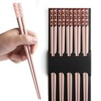 AYFDISHS Yemek Çubukları, Yemek Çubukları Bulaşık Makinesinde Yıkanabilir, 5 Çift 9,45 inç/24 cm Renkli Hafif Fiberglas Yemek Çubukları, Japon Yemek Çubukları, Yeniden Kullanılabilir, Kaymaz Doğrama