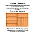 Ayfiwood 50X30 cm Ahşap Kaşıklık Çekmece Içi Organizer Doğal Ahşap Mutfak Düzenleyici