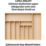 Ayfiwood 54X39 cm Kaşıklık Çekmece Içi Düzenleyici | Doğal Ahşap Mutfak Organizer | Çatal Bıçak ve Servis Gereçleri