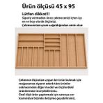 Ayfiwood 95X45 cm Ahşap Kaşıklık Çekmece Içi Organizer Doğal Ahşap Mutfak Düzenleyici