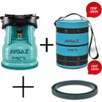 Aygaz Mini Ocak Ekstra + Mini Tüp + Mini Çanta + Mini Altlık - Yeşil - Siyah