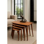 AYGE İstanbul 4'lü Zigon Sehpa %100 MDF Ahşap Ceviz