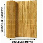AYGHOME - 1.50X5 Metre Misina Örgülü Doğal Kamış Hasır - Paslanmaz Bahçe Çiti ve Balkon Gölgeliği