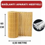 Ayghome 60 cm x 4.5 Metre Hasır Çit - Özel Misina Örgü ve Pratik Montaj Aparatlı Tam Takım - Balkon Bahçe Rüzgarlık