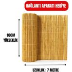 Ayghome - 80 cm x 7 Metre Doğal Kamış Hasır Çit - Misina Örgülü Balkon Rüzgarlığı & Bahçe Çiti (Bağlantı Aparatı Hediyeli)