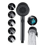 AYGÖREN HOME Turbo Fan Pervaneli 5 Fonksiyonlu Star Stop Su Tasarruflu Duş Başlığı Pervaneli Turbo El Duşu Siyah