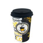 Aygün Cup 12 Oz Siyah Kapaklı Karton Bardak Latte Kahve Kağıt Bardak 300 ml - 100'lü