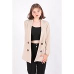 Ayhan 90491 Kadın Blazer Ceket - 40 - Bej