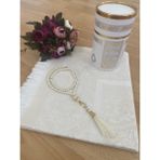 Ayhan Ayhanhome Hediyelik Çeyizlikkrem Kabe Desenli Seccade Inci Tesbih Seti - 70 x 120 cm - Bej