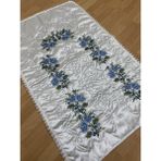 Ayhan Ayhanhomekrem*mavi Çeyizlik Kaneviçe Işleme Nakışlı Saten Seccade - 70 x 120 cm