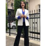 Ayhan Kadın Broş Detaylı Truvakar Kol Blazer Ceket - 36 - 001-Beyaz
