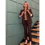 Ayhan Kadın Düğme Detaylı Kolları Manşetli Cepli Blazer Ceket - XL - Kahverengi