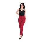 AYHAN Kadın Yüksek Bel Cigarette Pantolon, Bordo, 36