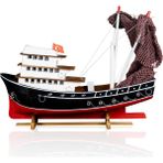 Ayhan Kotra Karadeniz Balıkçı, Ahşap Maket Gemi, Model Kotra, Yat Gemi ve Tekne Modeli, El Yapımı Ev, Ofis Hediye ve Aksesuar - Siyah - Kırmızı