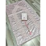ayhanhome 3 Parça Kadife Seccade Seti Fransız Güpür Işlemeli Desen ile Şık Kullanım Alanı - 70 x 120 cm - Pembe