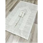 ayhanhome 3 Parça Kadife Seccade Seti Gri Renk Pamuklu Fransız Güpür Işlemeli Gelin Seti - 70 x 120 cm