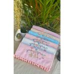Ayhanhome 30 x 50 cm Kadife Ponponlu Mutfak Havlu Seti Pamuk 6 Adet Renkli Nakışlı