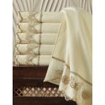 Ayhanhome 3D Kelebek Güpürlü 3'lü Pamuk 50 x 90 cm cm El ve Yüz Havlu Seti - Cappuccino