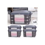 AYHANHOME 4 Adet Küçük Boy Pencereli Ekose Desen Baskılı Baza Altı Dolap İçi Düzenleyici Organizer 40X30X20cm