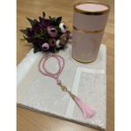 Ayhanhome Çeyizlik Hediyelik Kutulu Seccade Seti Lüks Tafta Seccade, Inci Tesbih - 70 x 120 cm - Pembe