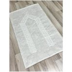 ayhanhome Kadife Fransız Güpür Işlemeli Gelin Seti Seccadesi Ev Kullanımı İçin Şık Tasarım - Beyaz - 70 x 120 cm